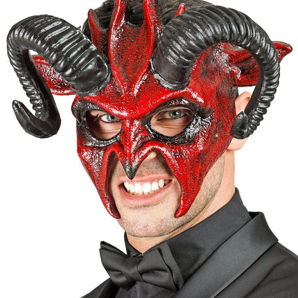 Widmann SRL Commedia dell'arte duivelsmasker ram rood/ zwart