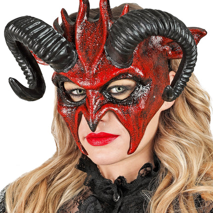 Widmann SRL Commedia dell'arte duivelsmasker ram rood/ zwart