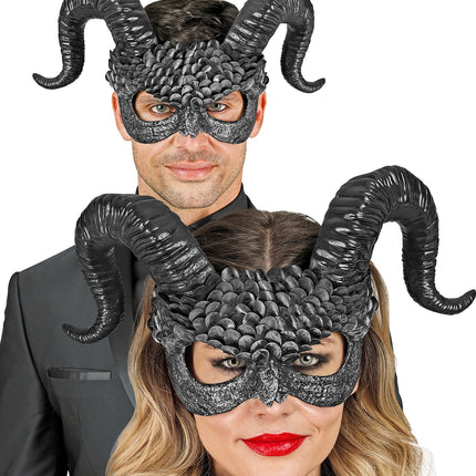 Widmann SRL Commedia dell'arte duivelsmasker ram zwart/ grijs