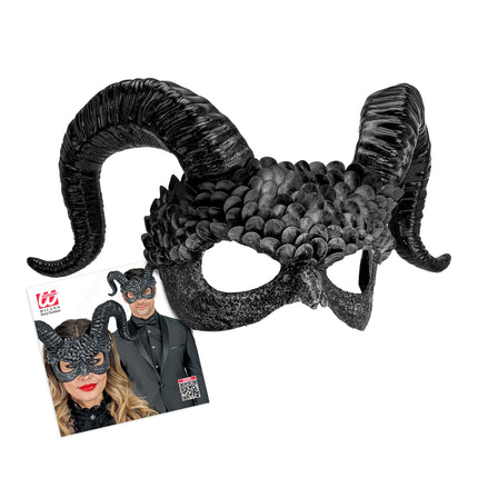 Widmann SRL Commedia dell'arte duivelsmasker ram zwart/ grijs