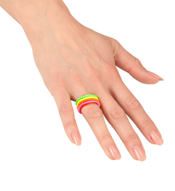 Widmann SRL Coole neon ringen set in vier kleuren