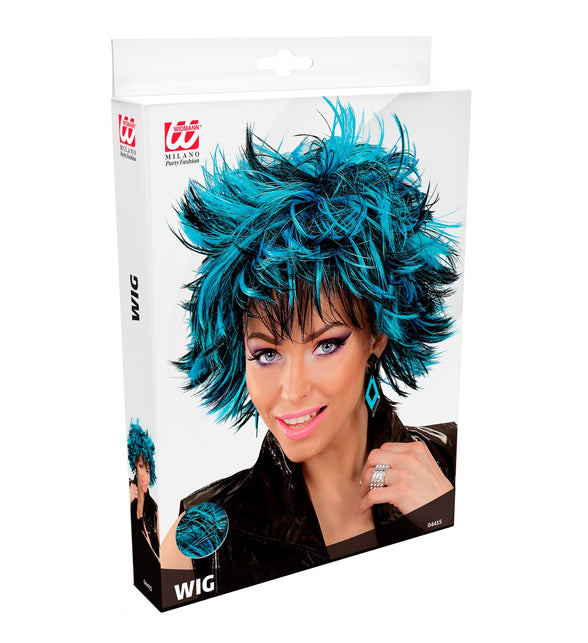Widmann SRL Coupe ravage pruik zwart met blauw