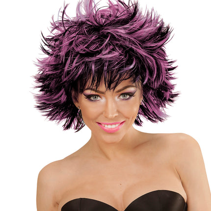 Widmann SRL Coupe ravage pruik zwart met paars