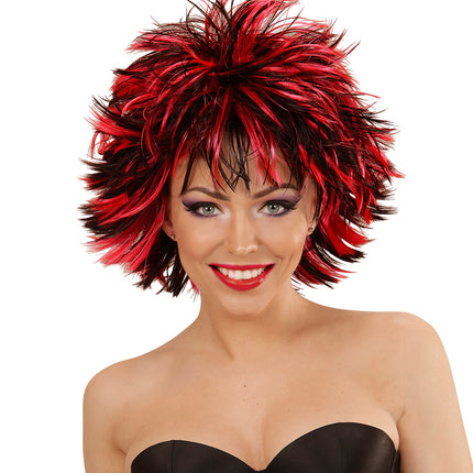 Widmann SRL Coupe ravage pruik zwart met rood