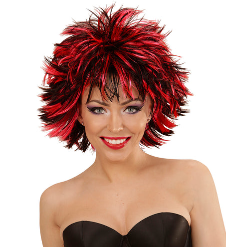 Widmann SRL Coupe ravage pruik zwart met rood
