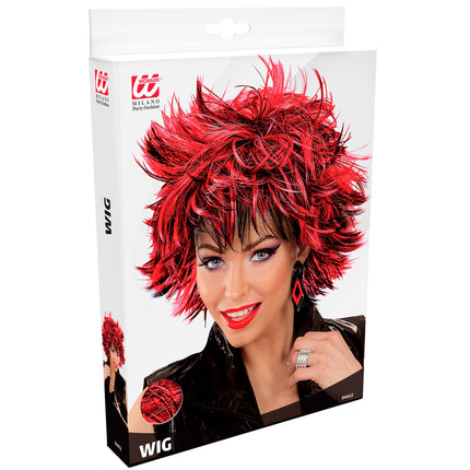 Widmann SRL Coupe ravage pruik zwart met rood