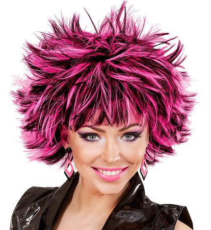 Widmann SRL Coupe ravage pruik zwart met roze
