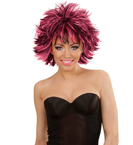 Widmann SRL Coupe ravage pruik zwart met roze