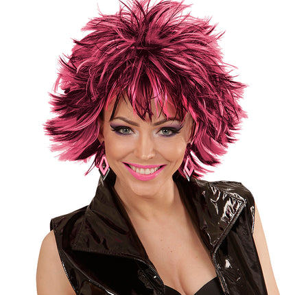 Widmann SRL Coupe ravage pruik zwart met roze