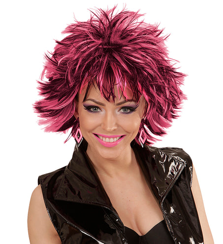 Widmann SRL Coupe ravage pruik zwart met roze