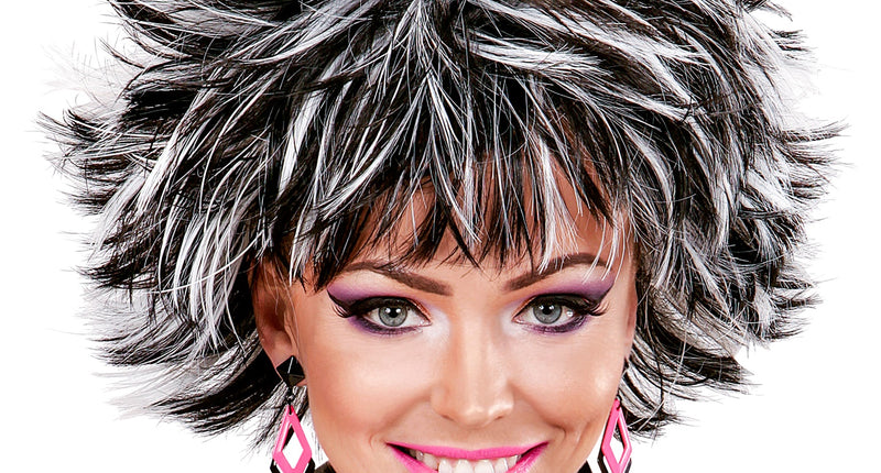 Widmann SRL Coupe ravage pruik zwart met wit