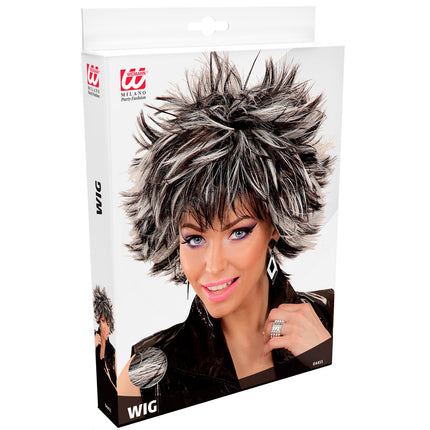 Widmann SRL Coupe ravage pruik zwart met wit