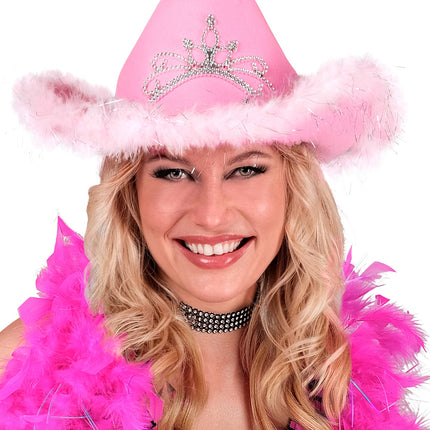 Widmann SRL Cowboyhoed Daisy met tiara roze