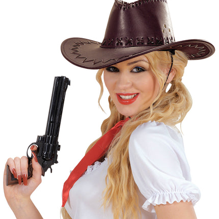 Widmann SRL cowboyhoed lederlook met decoratie bruin