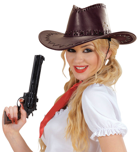 Widmann SRL cowboyhoed lederlook met decoratie bruin