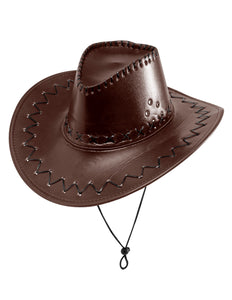 Widmann SRL cowboyhoed lederlook met decoratie bruin