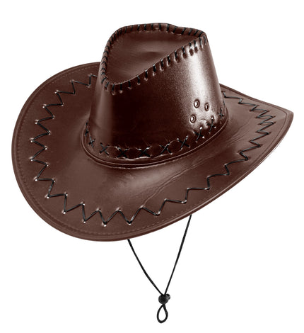 Widmann SRL cowboyhoed lederlook met decoratie bruin