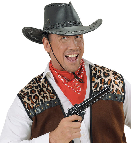 Widmann SRL cowboyhoed lederlook met decoratie zwart