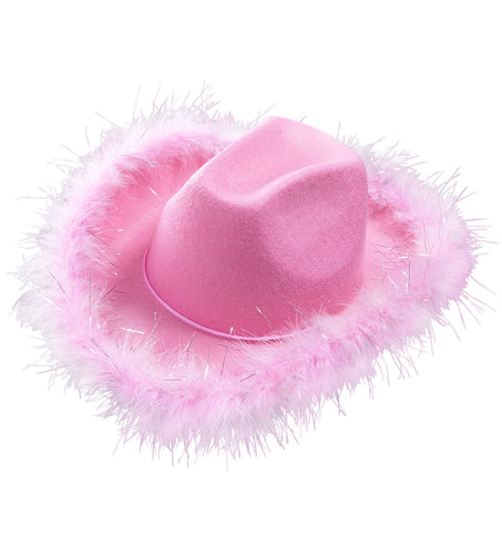 Widmann SRL Cowboyhoed Lurex Zacht Rose Met Marabou