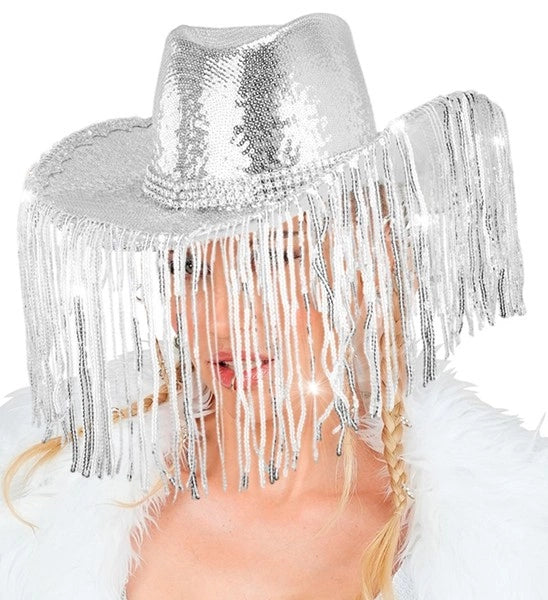 Widmann SRL Cowboyhoed pailletten met strass en franje Anouk
