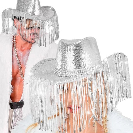 Widmann SRL Cowboyhoed pailletten met strass en franje Anouk
