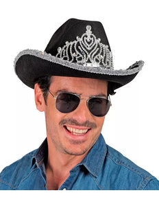 Widmann SRL Cowboyhoed partygirl met tiara zwart haarband Esmee