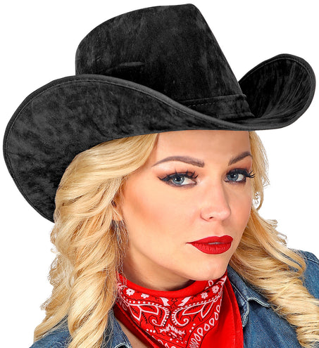 Widmann SRL Cowboyhoed suede look in de kleur zwart