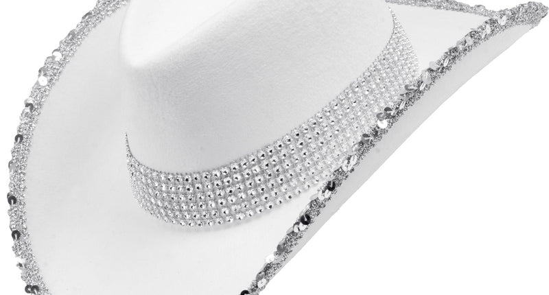 Widmann SRL Cowboyhoed wit bling met steentjes