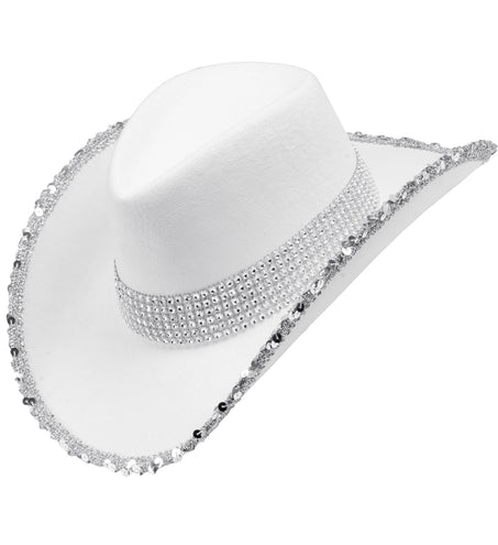 Widmann SRL Cowboyhoed wit bling met steentjes