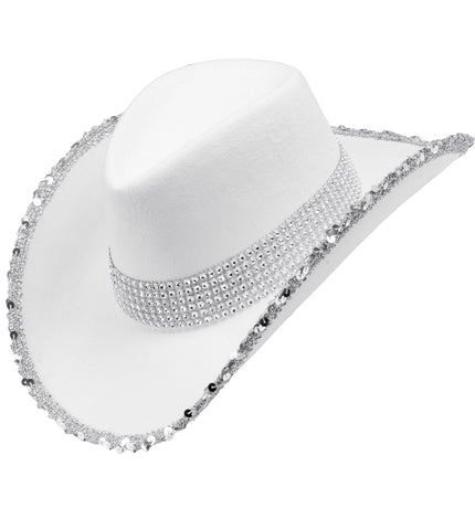 Widmann SRL Cowboyhoed wit bling met steentjes