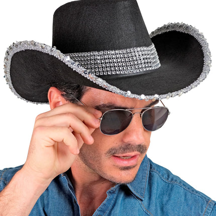 Widmann SRL Cowboyhoed zwart bling met steentjes