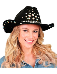 Widmann SRL Cowboyhoed zwart met diamanten Sem