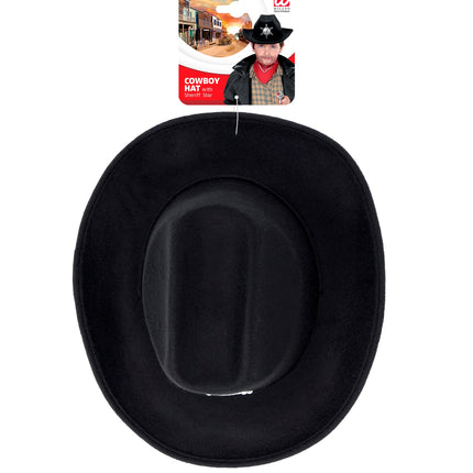 Widmann SRL cowboyhoed zwart met sheriff ster kind