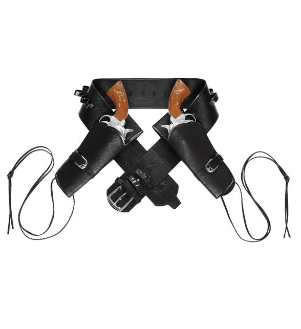 Widmann SRL Cowboyholster dubbel met riem zwart