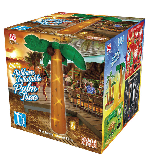 Widmann SRL Decoratie palmboom met licht opblaasbaar