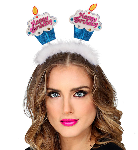 Widmann SRL Diadeem happy birthday cake blauw