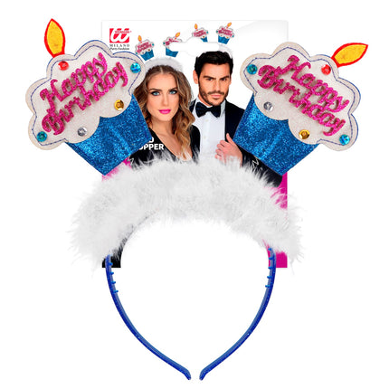 Widmann SRL Diadeem happy birthday cake blauw
