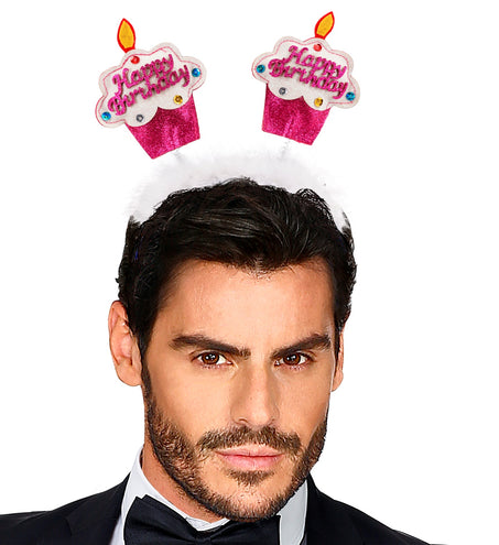 Widmann SRL Diadeem happy cake roze/ wit