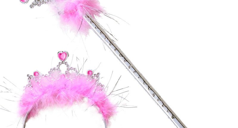 Widmann SRL Diadeem met toverstaf steentjes en marabou
