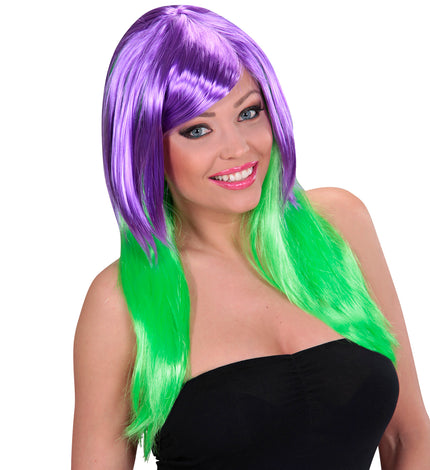 Widmann SRL Dip dye pruik paars groen