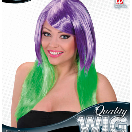 Widmann SRL Dip dye pruik paars groen