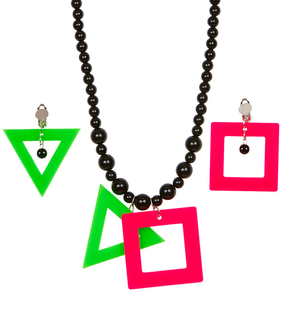 Widmann SRL Disco ketting met oorbellen neon
