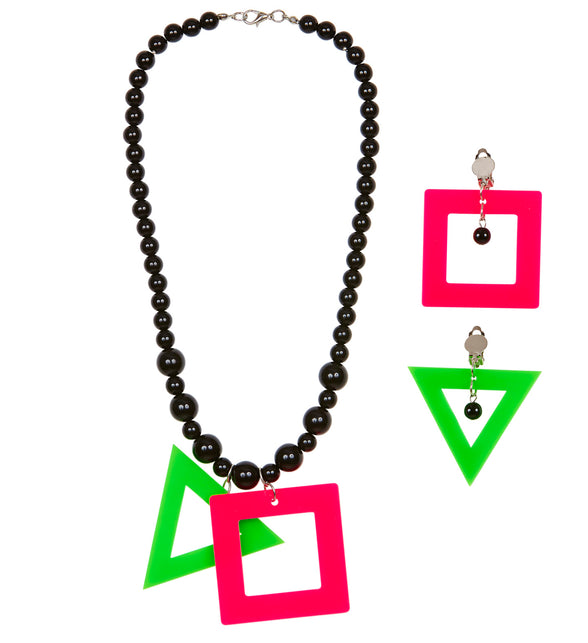 Widmann SRL Disco ketting met oorbellen neon