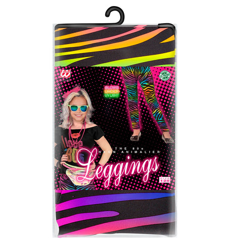 Widmann SRL Disco legging neon dierenprint jaren 80 kinderen