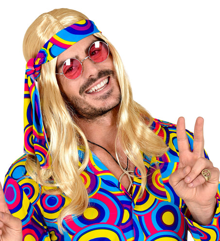 Widmann SRL Disco pruik hippie met hoofdband blond