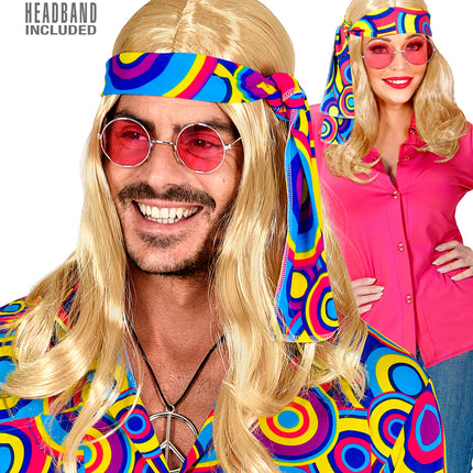 Widmann SRL Disco pruik hippie met hoofdband blond