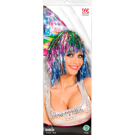 Widmann SRL Disco pruik lurex meerkleurig