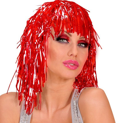 Widmann SRL Disco pruik lurex rood