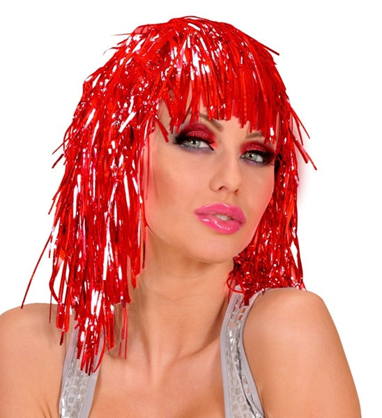 Widmann SRL Disco pruik lurex rood