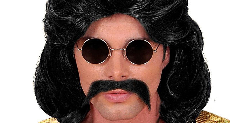 Widmann SRL Disco pruik seventies man zwart met snor